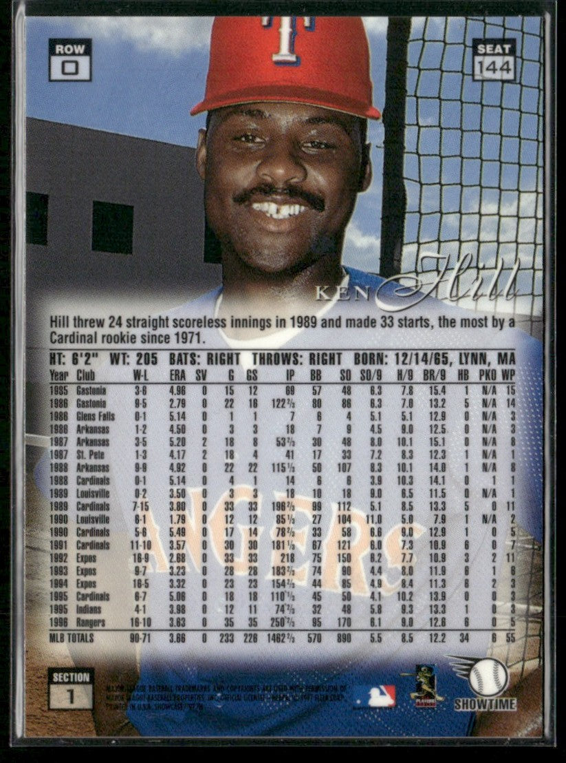 Ken Hill 1997 Fleer Skybox Showcase Row 0 #144 Texas Rangers