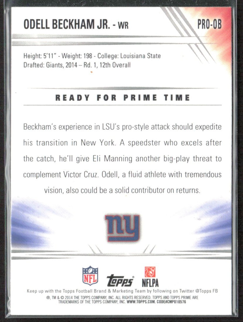 Odell Beckham Jr. 2014 Topps Prime Primed Rookies RC #PRO-OB New York Giants