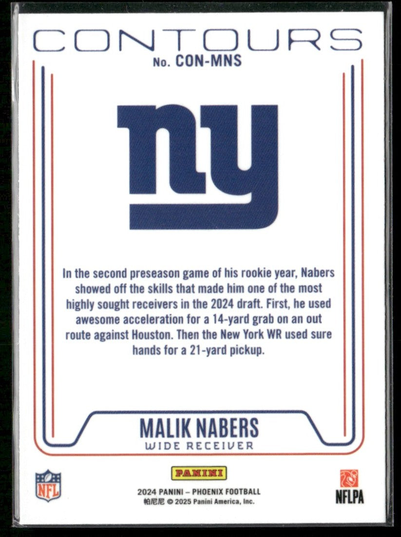 Malik Nabers 2024 Panini Phoenix Contours RC #CON-MNS New York Giants