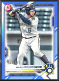 Mario Feliciano 2021 Bowman Blue Border /150 #BP-133 Milwaukee Brewers