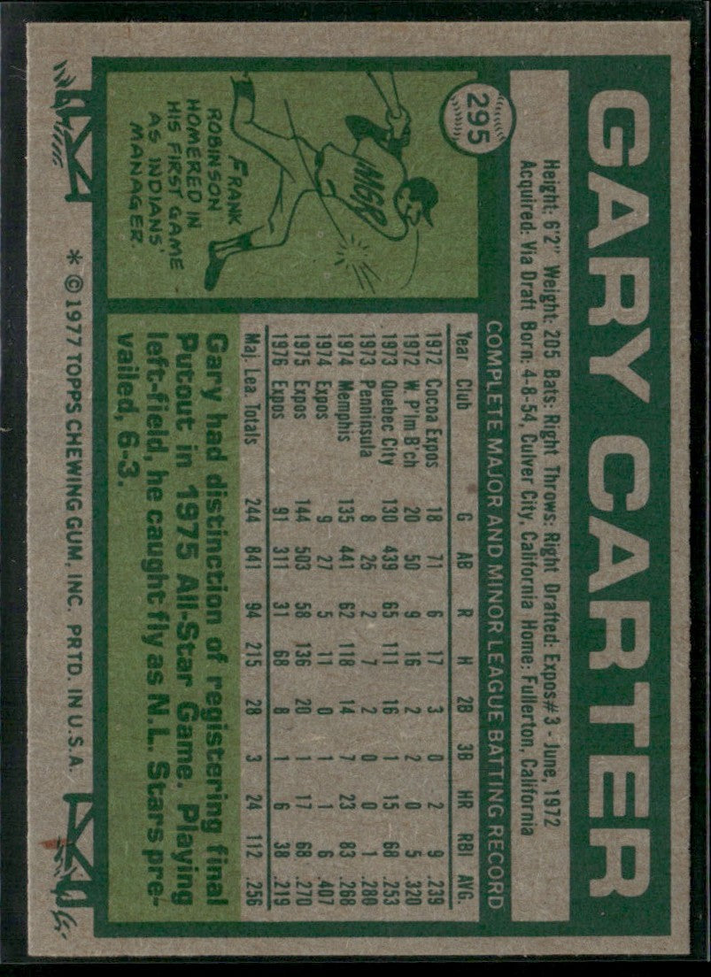 Gary Carter 1977 Topps #295 Montreal Expos