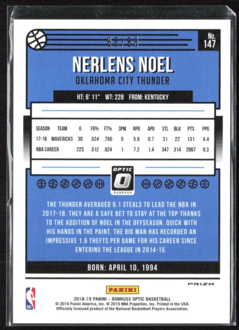 Nerlens Noel 2018 Donruss Optic Choice Red Prizm /88 #147 Oklahoma City Thunder