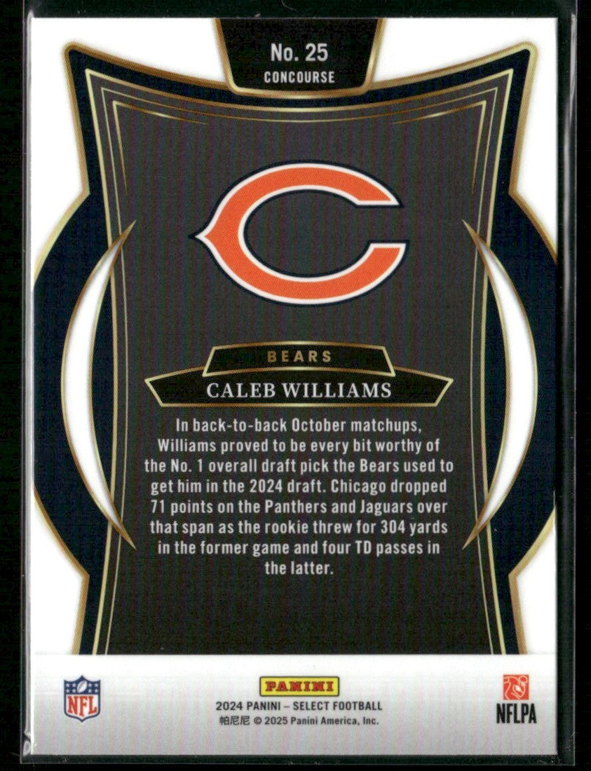 Caleb Williams 2024 Panini Select Concourse RC #25 Chicago Bears
