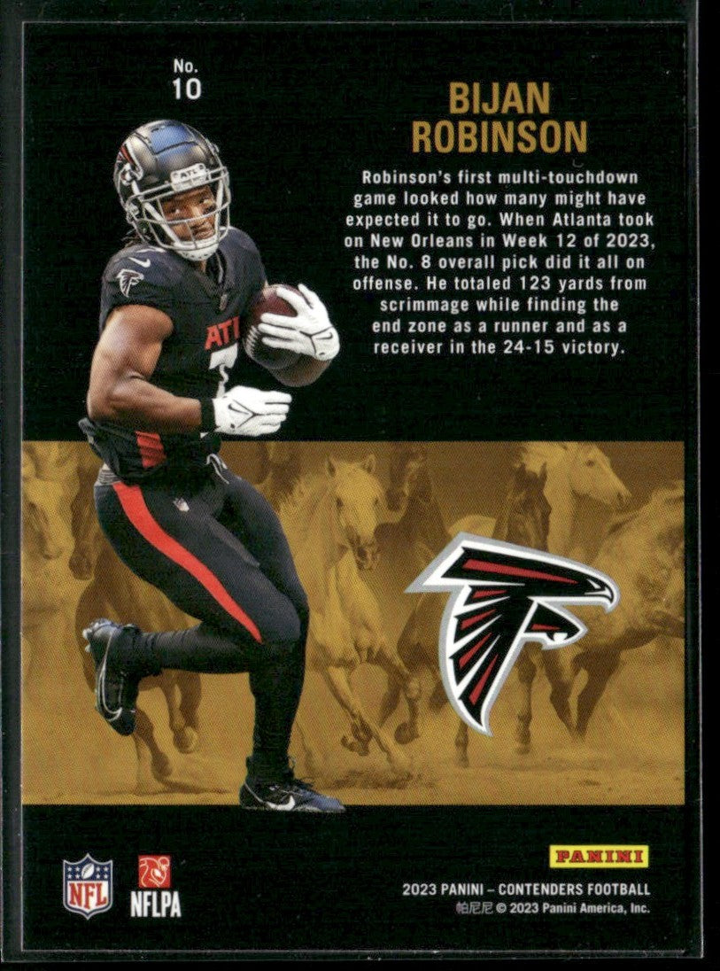 Bijan Robinson 2023 Panini Contenders Rookie Stallions RC #10 Atlanta Falcons