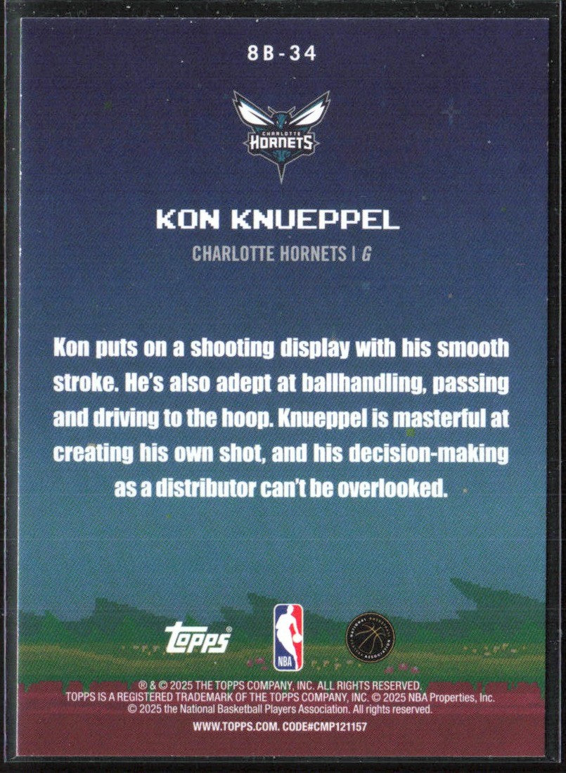 Kon Knueppel 2025 Topps 8-Bit Ballers RC #8B-34 Charlotte Hornets