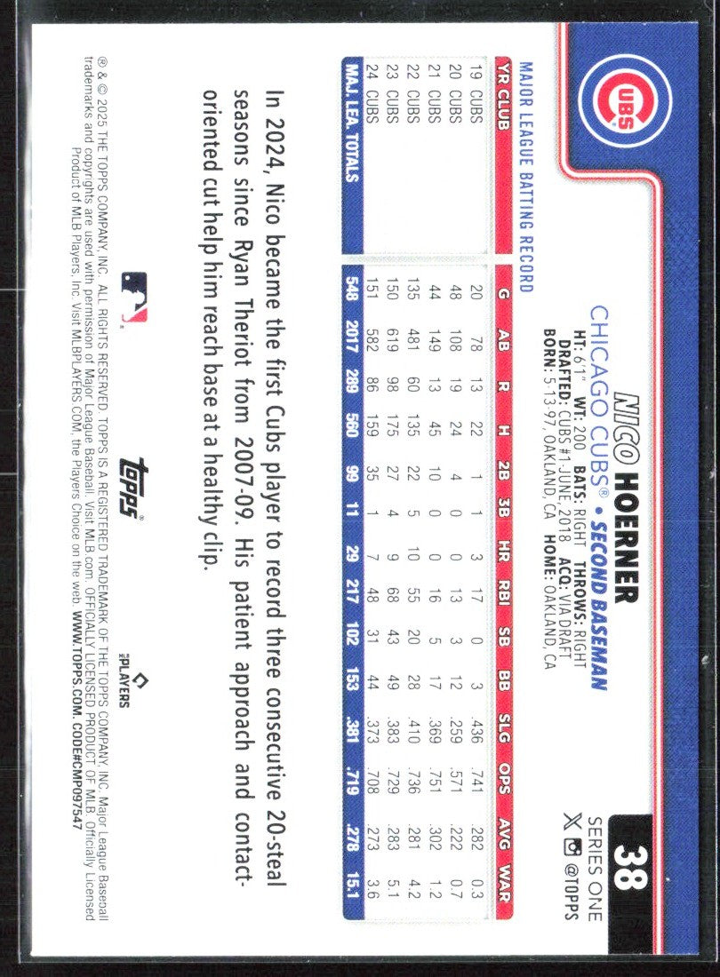 Nico Hoerner 2025 Topps Diamante Foil #38 Chicago Cubs