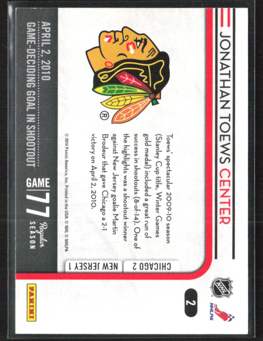 Jonathan Toews 2010 Score Sudden Death #2 Chicago Blackhawks