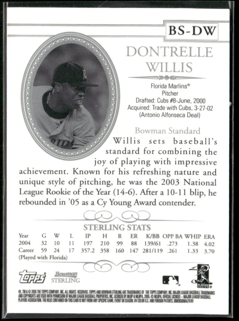 Dontrelle Willis 2005 Bowman Sterling Jersey #BS-DW Florida Marlins