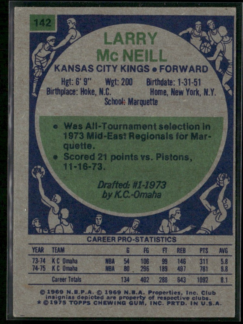 Larry McNeill 1975 Topps RC #142 Kansas City Kings