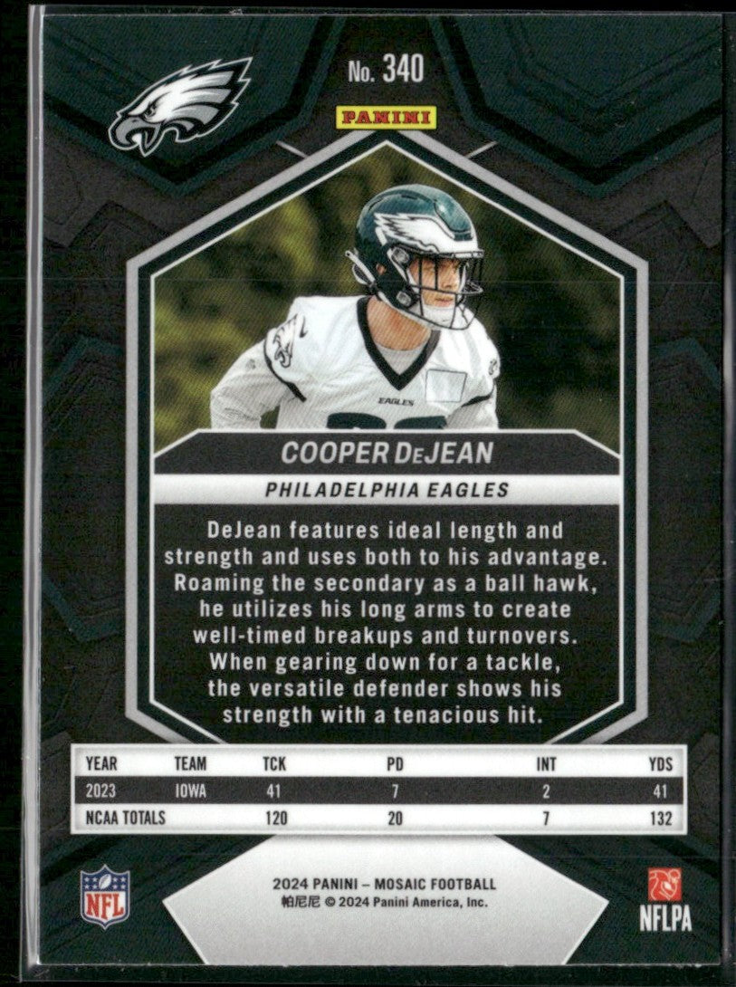 Cooper DeJean 2024 Panini Mosaic RC #340 Philadelphia Eagles
