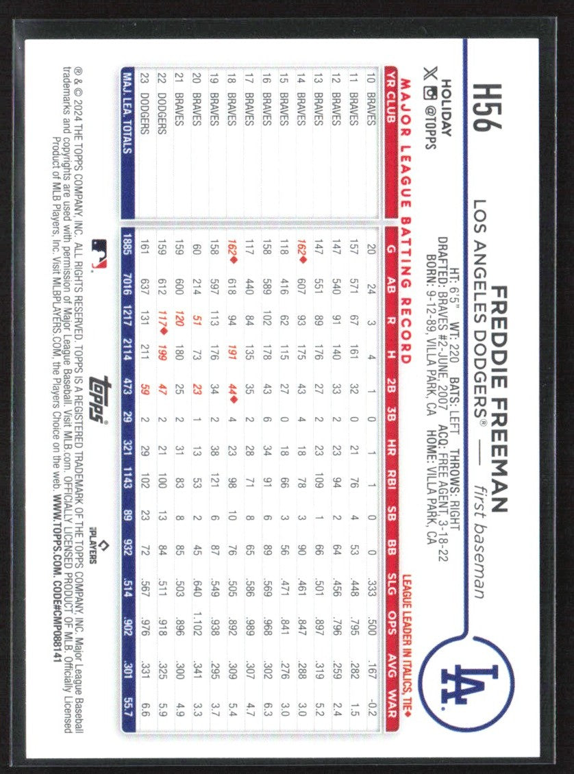 Freddie Freeman 2024 Topps Holiday Holiday Tree #H56 Los Angeles Dodgers