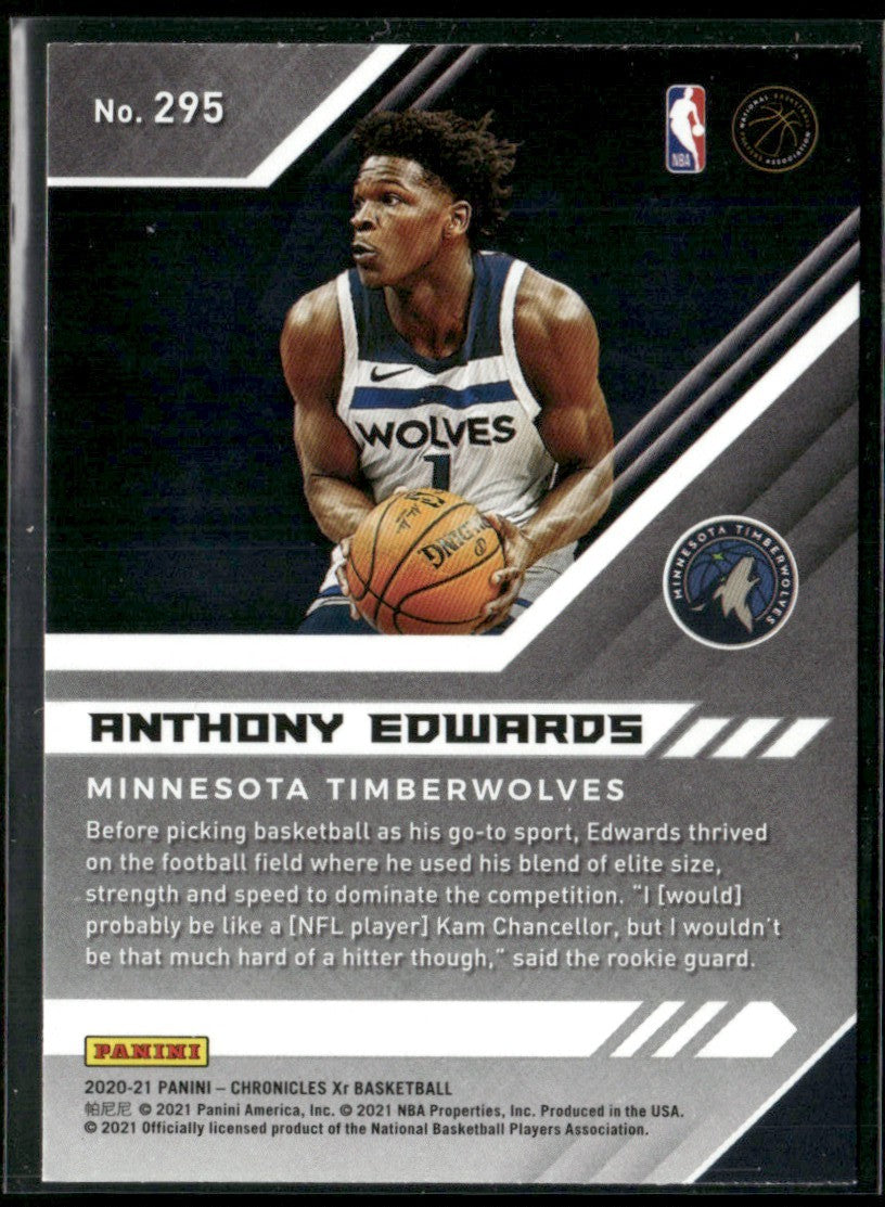 Anthony Edwards 2020 Panini Chronicles RC #295 Minnesota Timberwolves