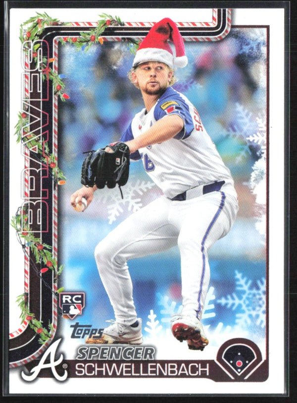 Spencer Schwellenbach 2025 Topps Holiday Santa Hat SP RC #H199 Atlanta Braves