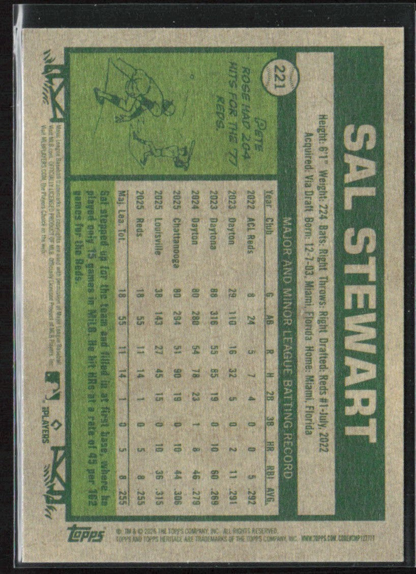 Sal Stewart 2026 Topps Heritage RC #221 Cincinnati Reds