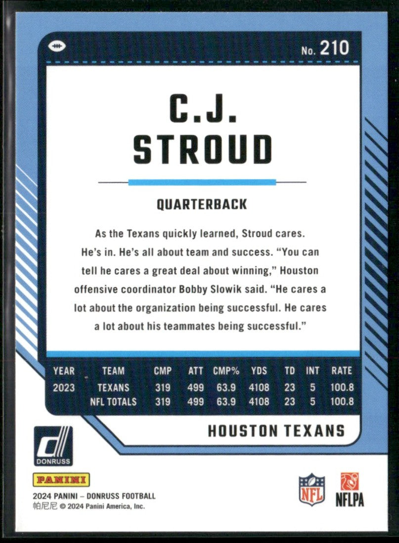 C.J. Stroud 2024 Donruss Press Proof Red #210 Houston Texans