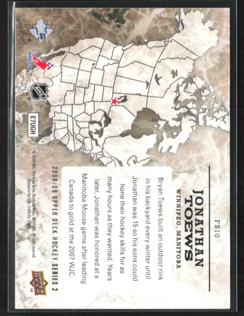 Jonathan Toews 2008 Upper Deck Favourite Sons #FS10 Chicago Blackhawks