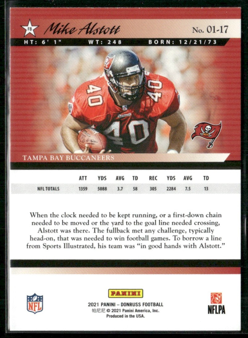 Mike Alstott 2021 Donruss Retro 2001 #17-Jan Tampa Bay Buccaneers