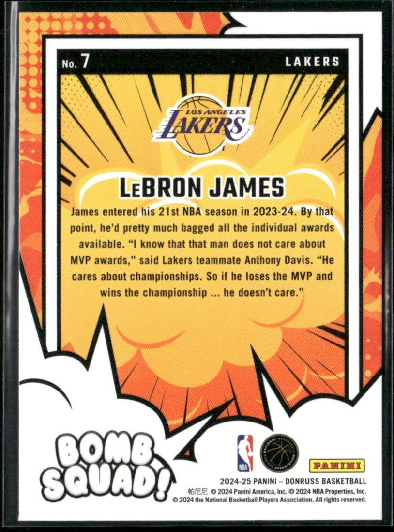 LeBron James 2024 Donruss Bomb Squad #7 Los Angeles Lakers