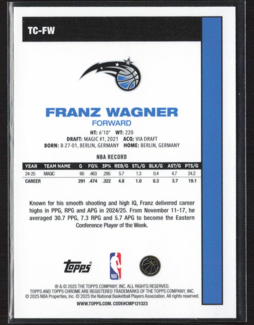 Franz Wagner 2025 Topps 1980-81 Chrome Silver Pack Mojo #TC-FW Orlando Magic