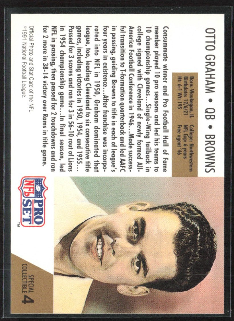 Otto Graham 1991 Pro Set Special Insert #4 Cleveland Browns