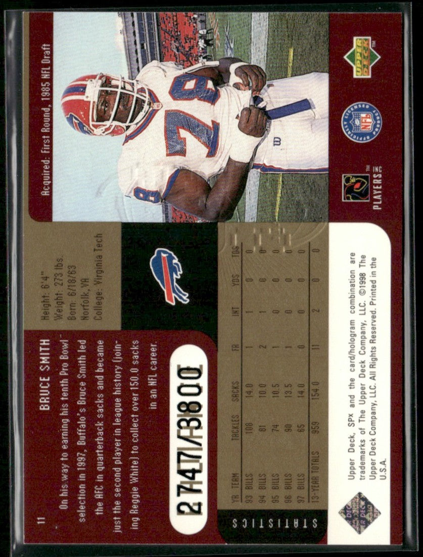Bruce Smith 1998 SPx Finite Radiance /3800 #11 Buffalo Bills