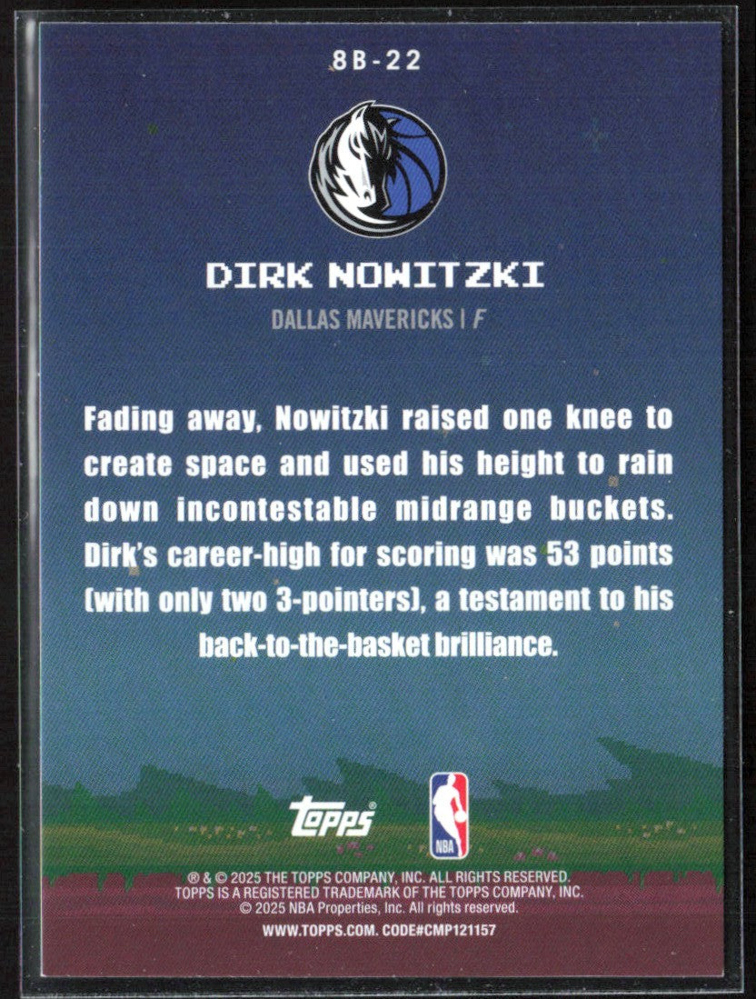 Dirk Nowitzki 2025 Topps 8-Bit Ballers Holofoil #8B-22 Dallas Mavericks