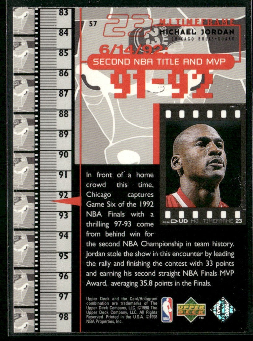 Michael Jordan 1998 Upper Deck MJ TimeFrame #57 Chicago Bulls
