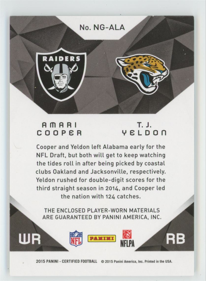 Amari Cooper/T.J. Yeldon 2015 Panini Certified New Generation Dual /799 Jersey