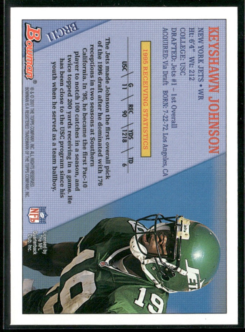 Keyshawn Johnson 2001 Bowman RC #BRC11 New York Jets