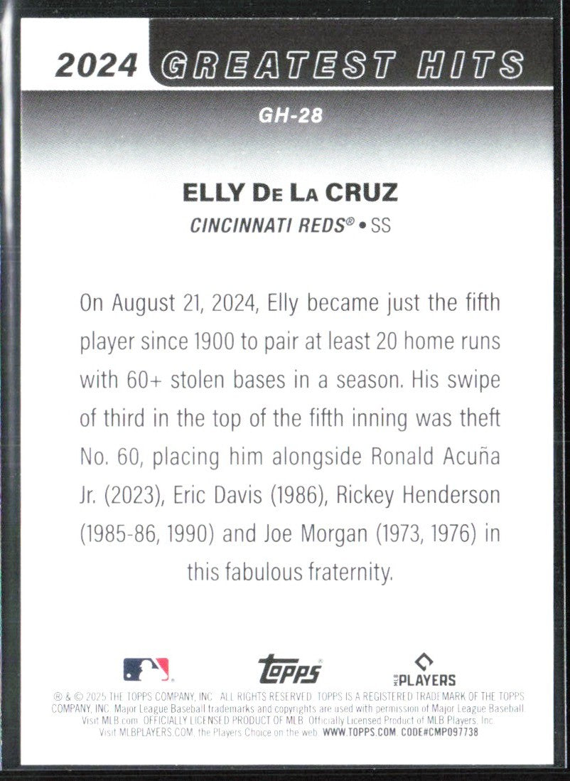 Elly De La Cruz 2025 Topps Greatest Hits #GH-28 Cincinnati Reds