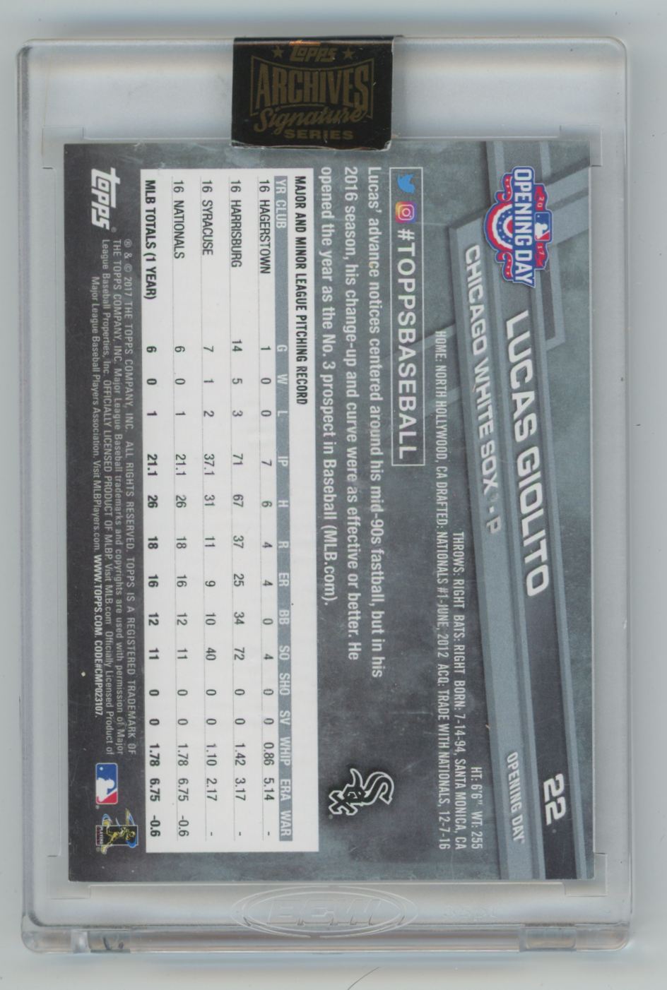 Lucas Giolito 2022 Topps Archives Signature Series AUTO /66 #22