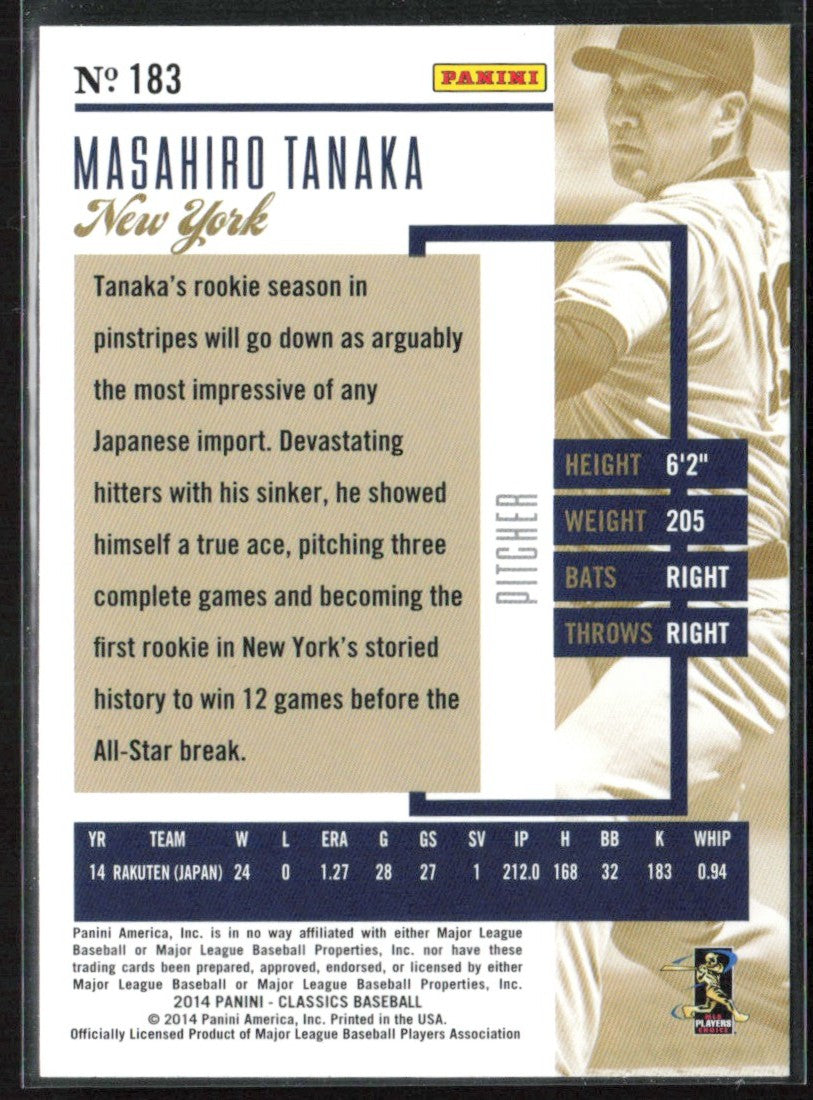 Masahiro Tanaka 2014 Panini Classics RC #183 New York Yankees