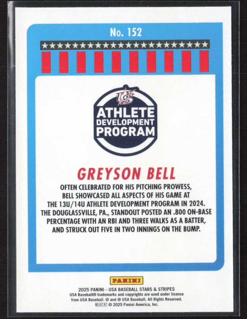 Greyson Bell 2025 Panini Stars & Stripes #152 USA