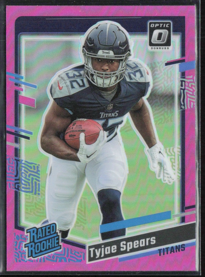Tyjae Spears 2023 Donruss Optic Rated Rookie Pink Prizm RC #396 Tennessee Titans