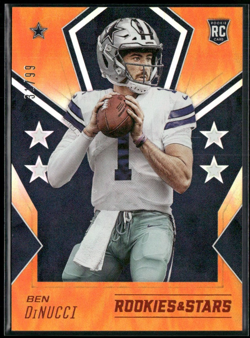Ben DiNucci 2020 Panini Rookies & Stars Orange RC /99 #153 Dallas Cowboys