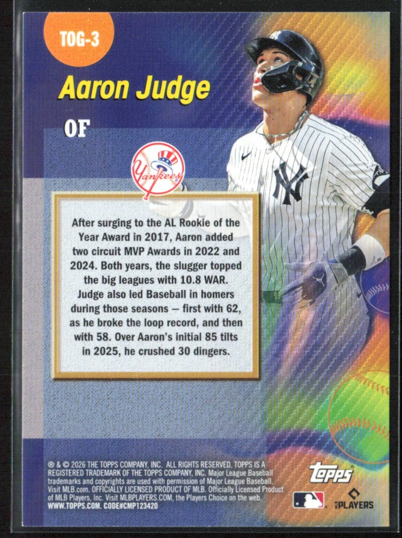Aaron Judge 2026 Topps Titans Game #TOG-3 New York Yankees