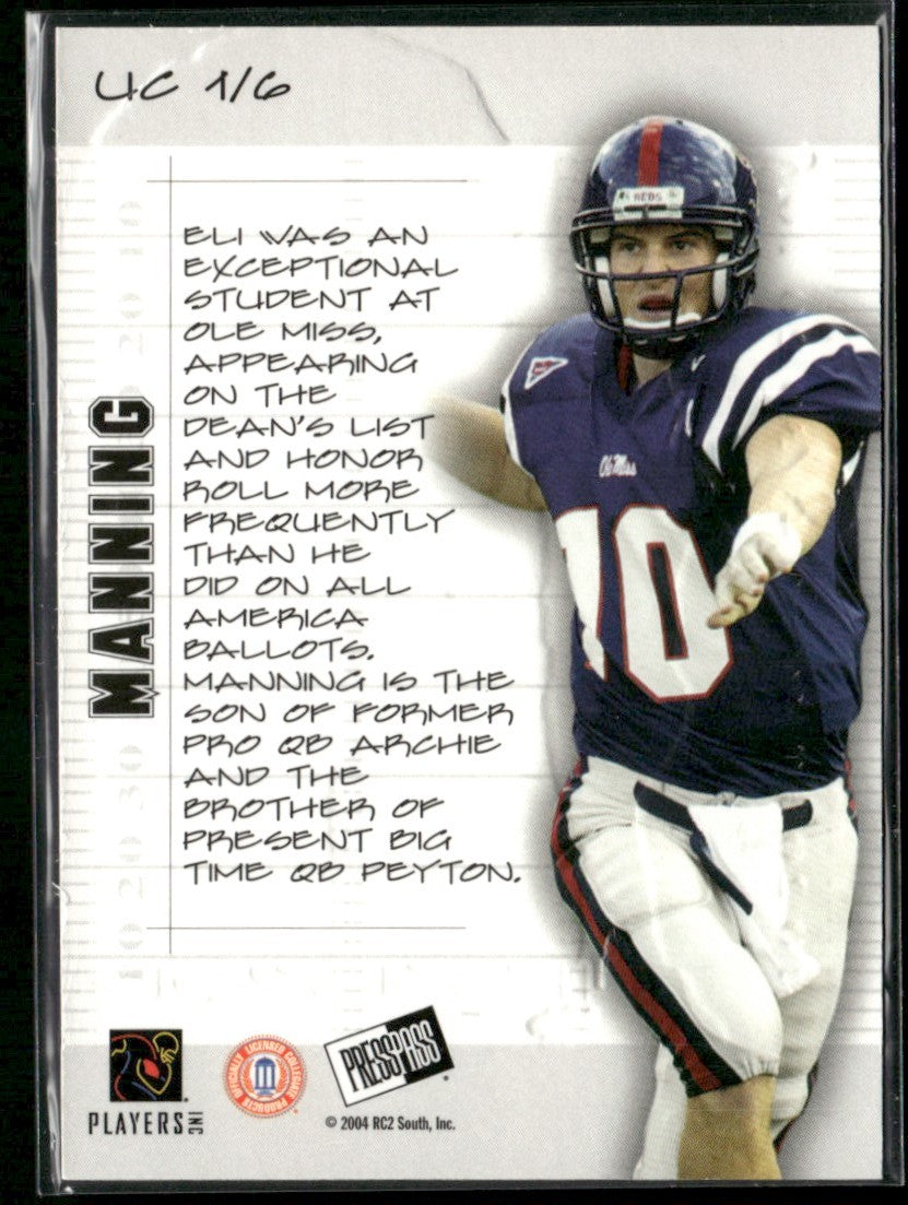 Eli Manning 2004 Press Pass Up Close RC #UC1 Ole Miss Rebels