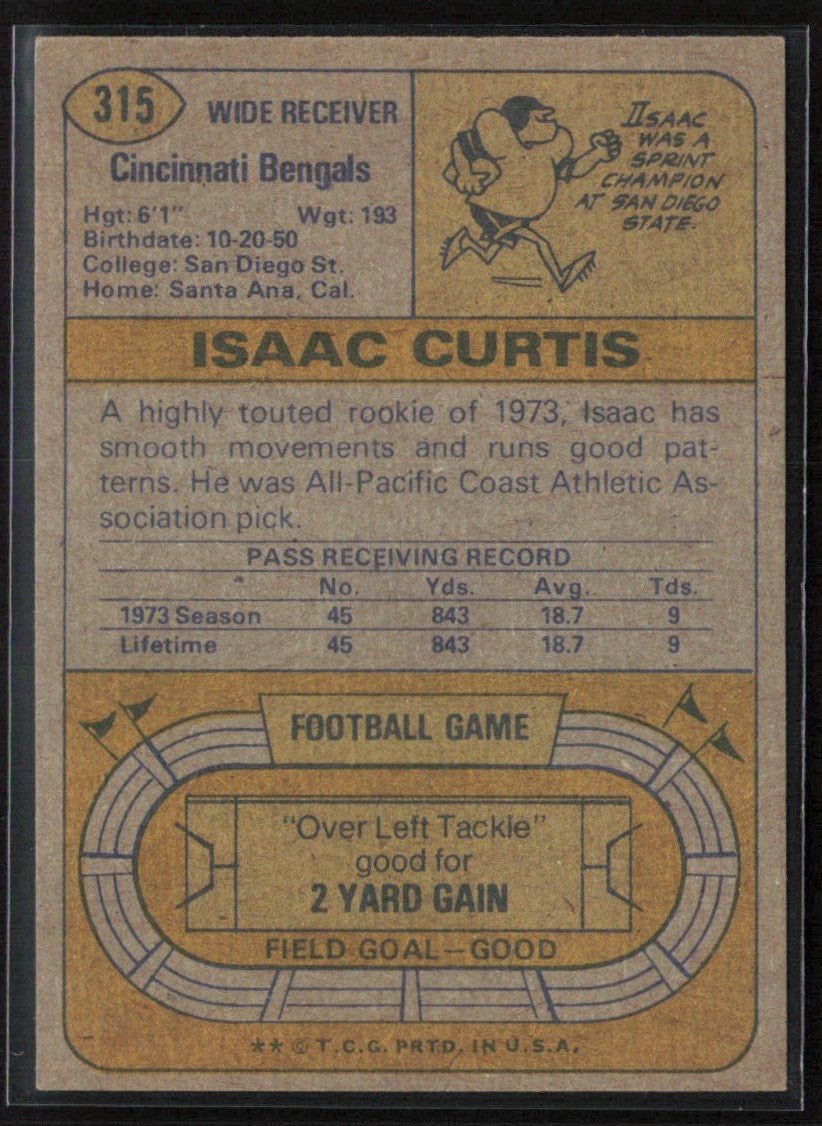 Isaac Curtis 1974 Topps RC #315 Cincinnati Bengals