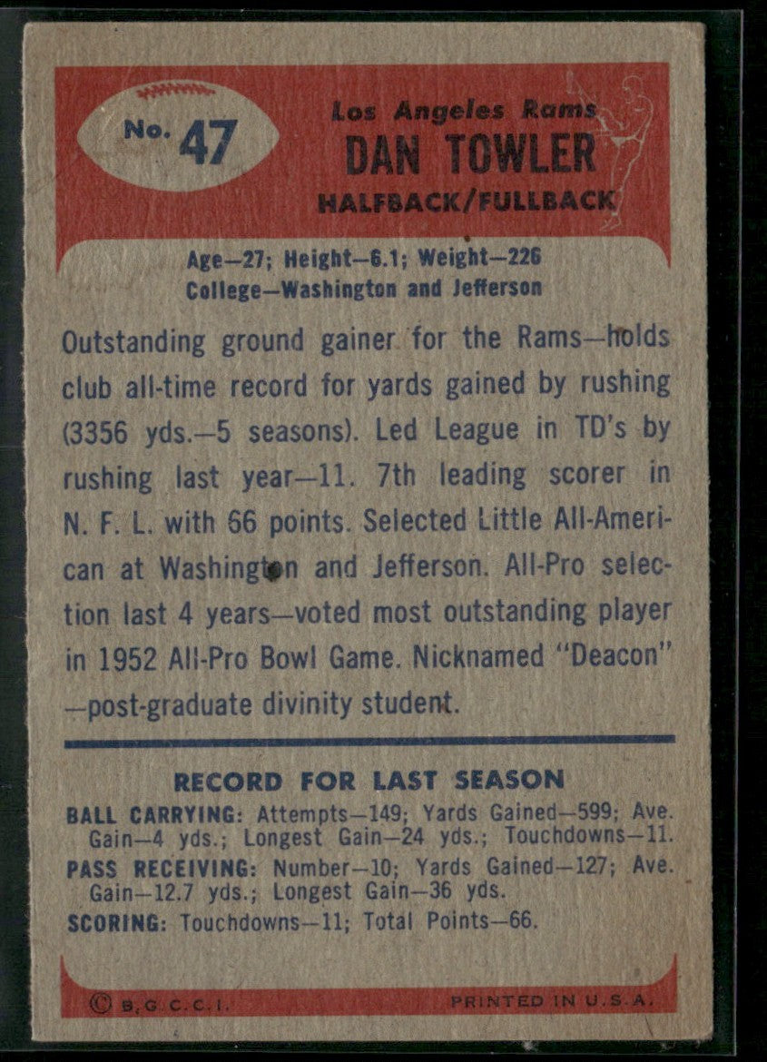 Dan Towler 1955 Bowman #47 Los Angeles Rams