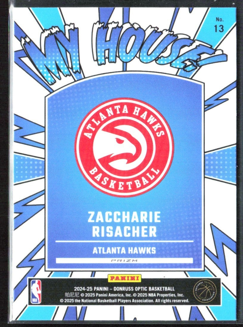 Zaccharie Risacher 2024 Donruss Optic My House Purple #13 Atlanta Hawks