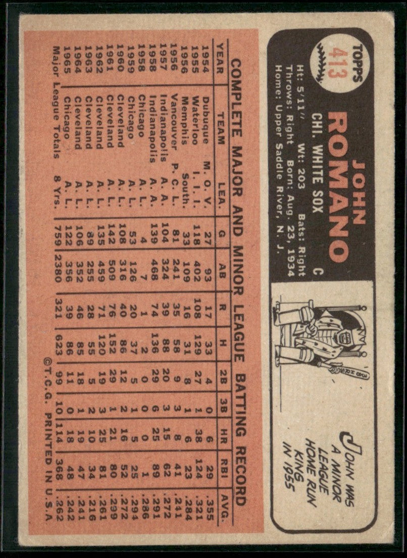 John Romano 1966 Topps #413 Chicago White Sox