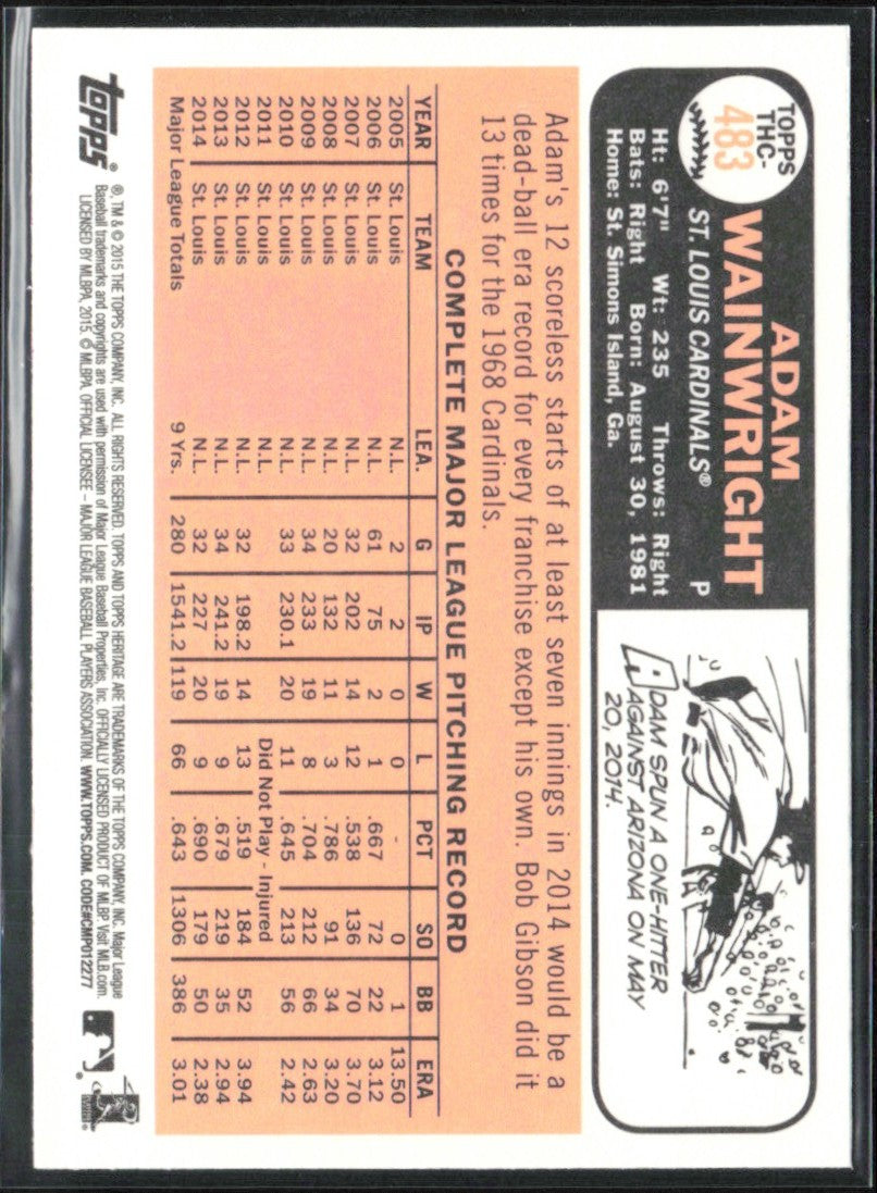 Adam Wainwright 2015 Topps Heritage Chrome Foil #THC-483 St. Louis Cardinals