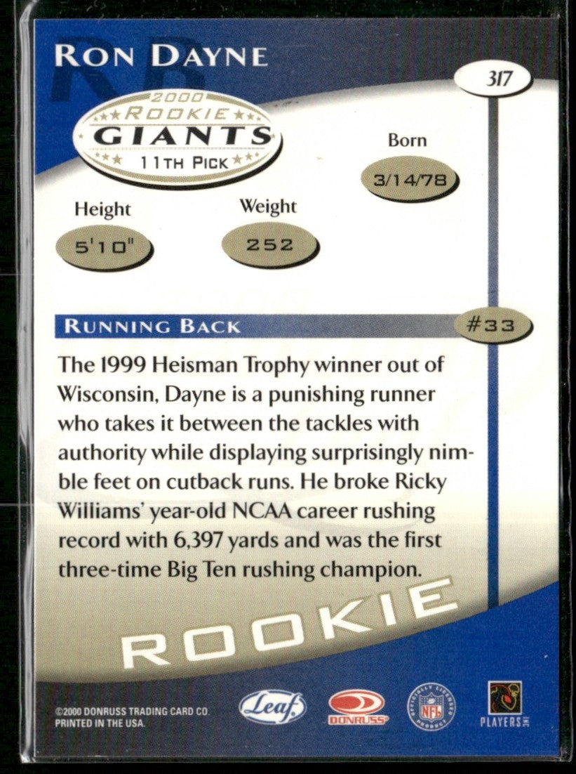 Ron Dayne 2000 Quantum Leaf RC #317 New York Giants