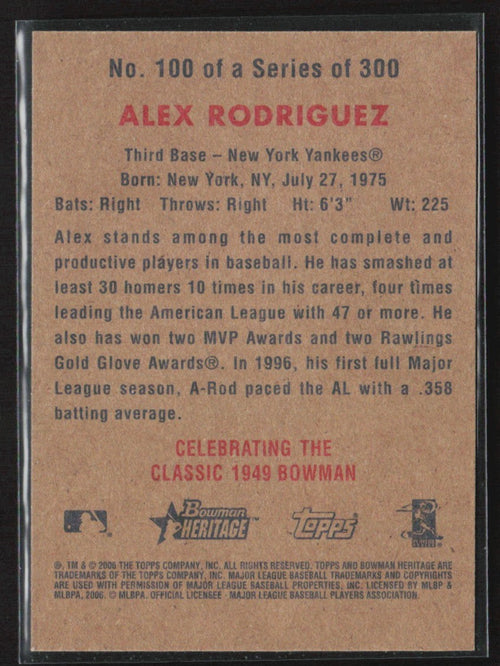 Alex Rodriguez 2006 Bowman Heritage #100 New York Yankees