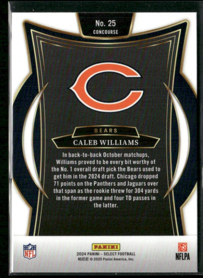Caleb Williams 2025 Panini Select Starcade Concourse RC #25 Chicago Bears