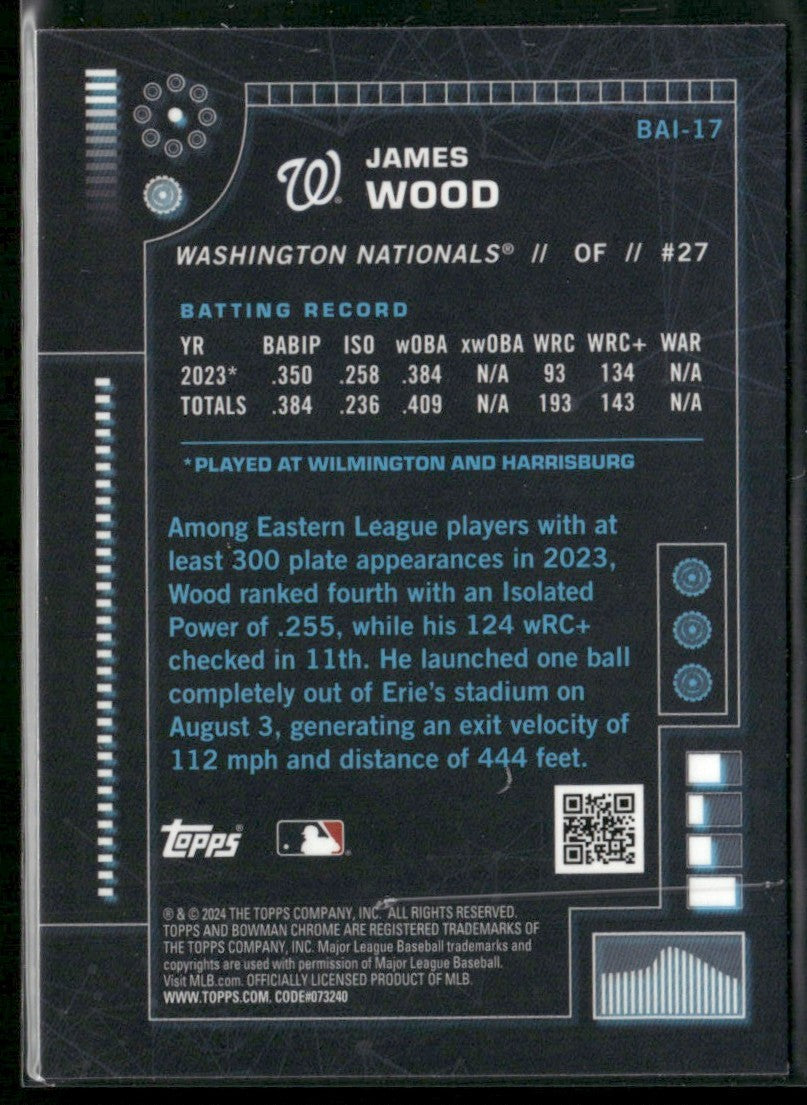 James Wood 2024 Bowman A.I. #BAI-17 Washington Nationals