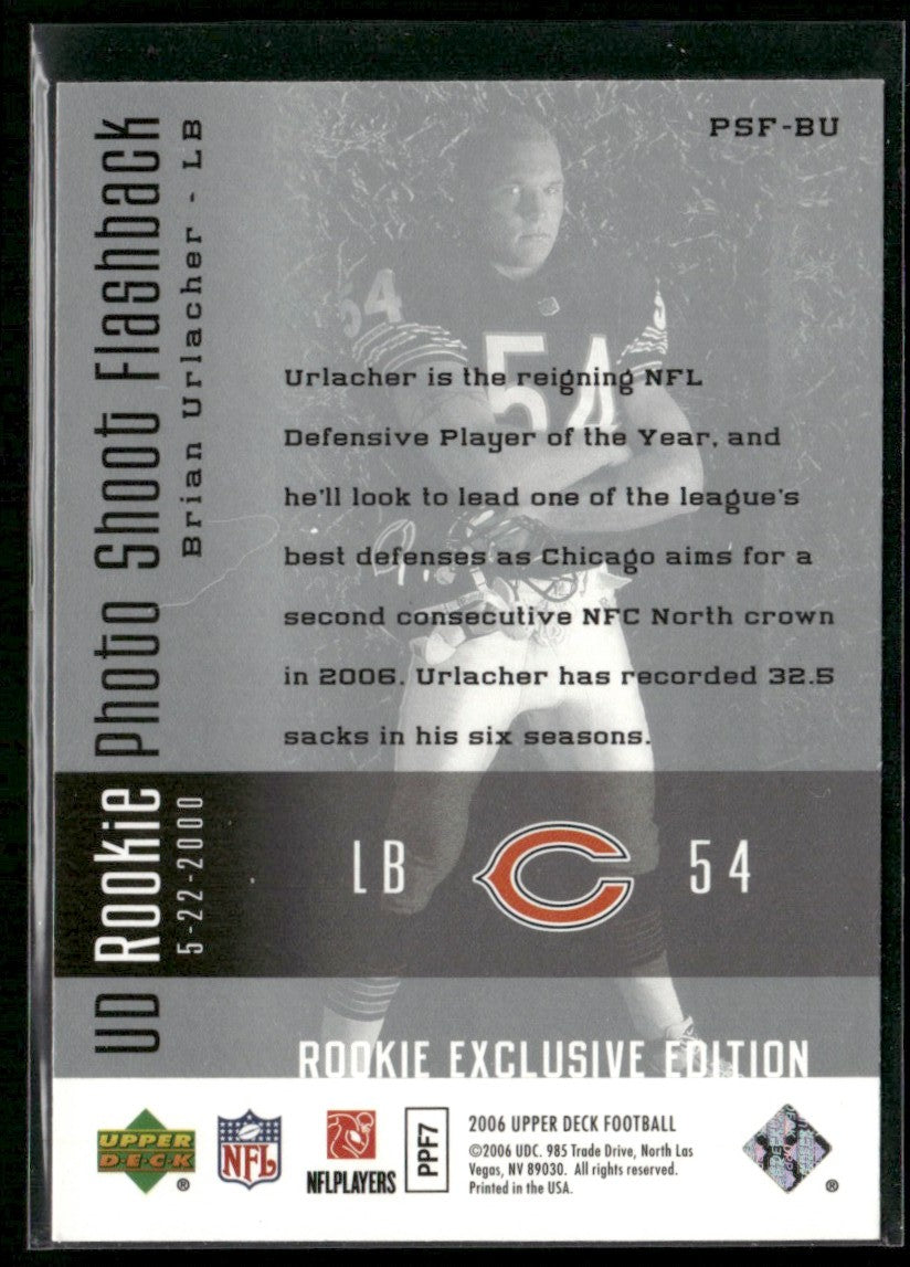 Brian Urlacher 2006 Upper Deck Rookie Exclusive Photo Shoot Flashback RC #PSF-BU
