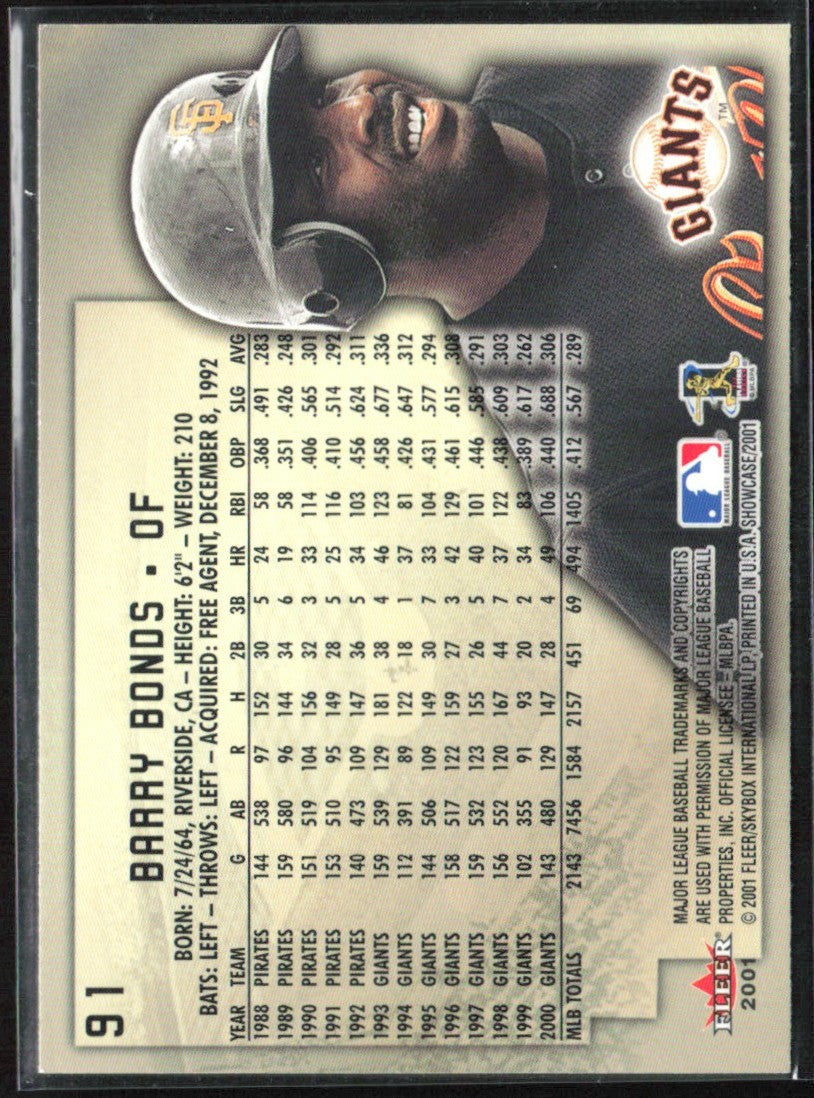 Barry Bonds 2001 Fleer Showcase #91 San Francisco Giants