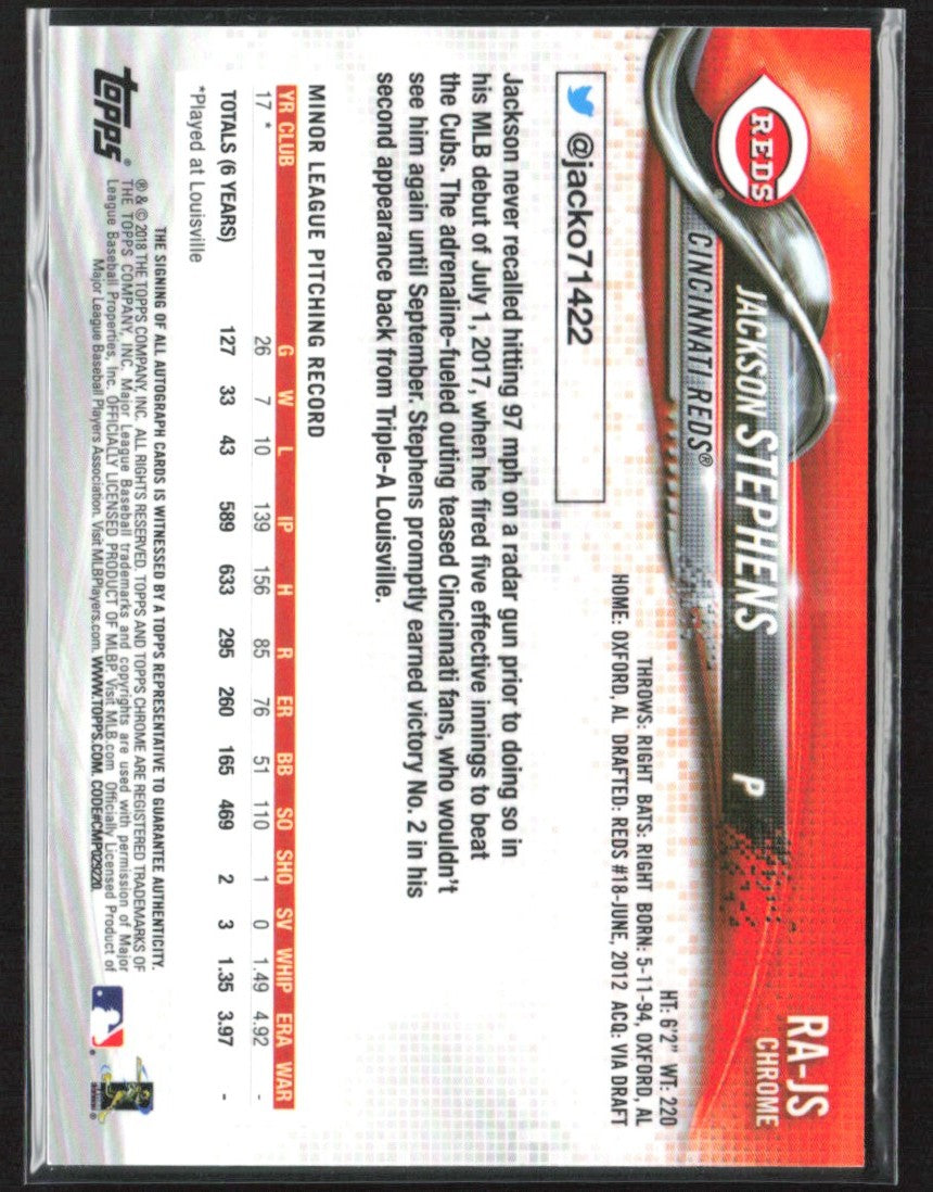 Jackson Stephens 2018 Topps Chrome RC AUTO #RA-JS Cincinnati Reds