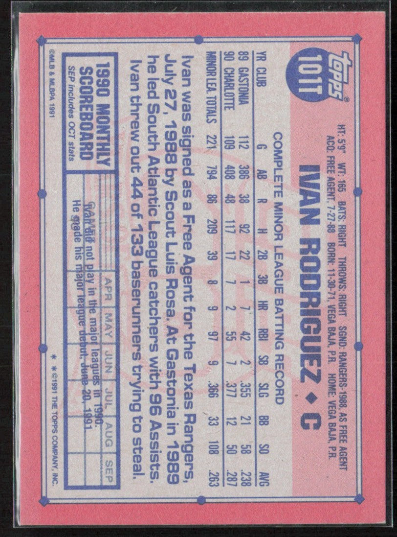 Ivan Rodriguez 1991 Topps Traded RC #101T Texas Rangers